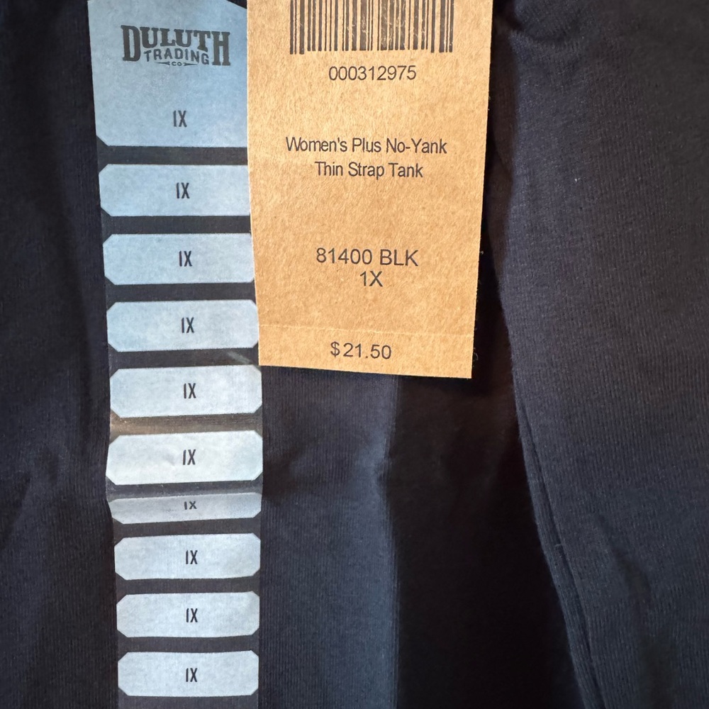 Brand new with tags! Duluth Trading Women's Plus No-Yank Tank - Black 1X